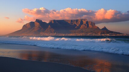 Majestic Table Mountain at Sunset, Cape Town, South Africa