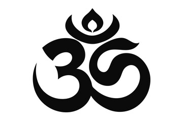 Black Silhouette Om Symbol Yoga Style Vector Illustration