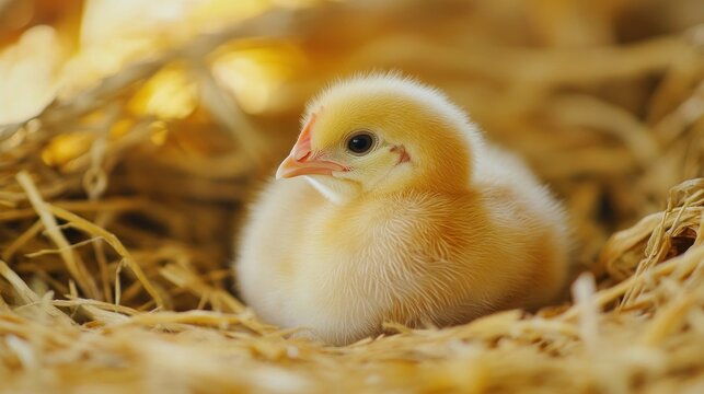 broiler chickens in a large poultry house of a farm for growing meat breeds of chicken, small chickens in down