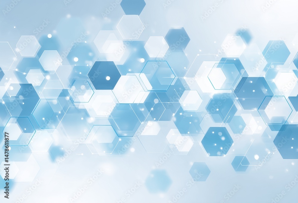 Poster abstract background design with translucent hexagons.
