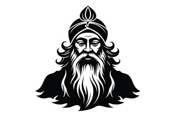 Black Silhouette of Sadhguru Inspired Yoga Style Illustration