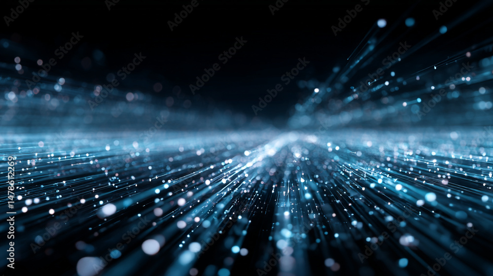 Poster abstract blue light trails background technology data stream network connection futuristic design