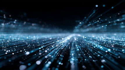 Obraz premium Abstract blue light trails background technology data stream network connection futuristic design