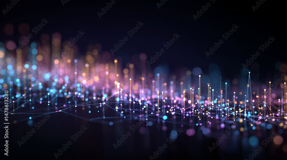 Poster abstract network connection background digital technology futuristic data visualization design