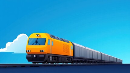 Vibrant Illustration of a Modern Freight Train on Rail Tracks