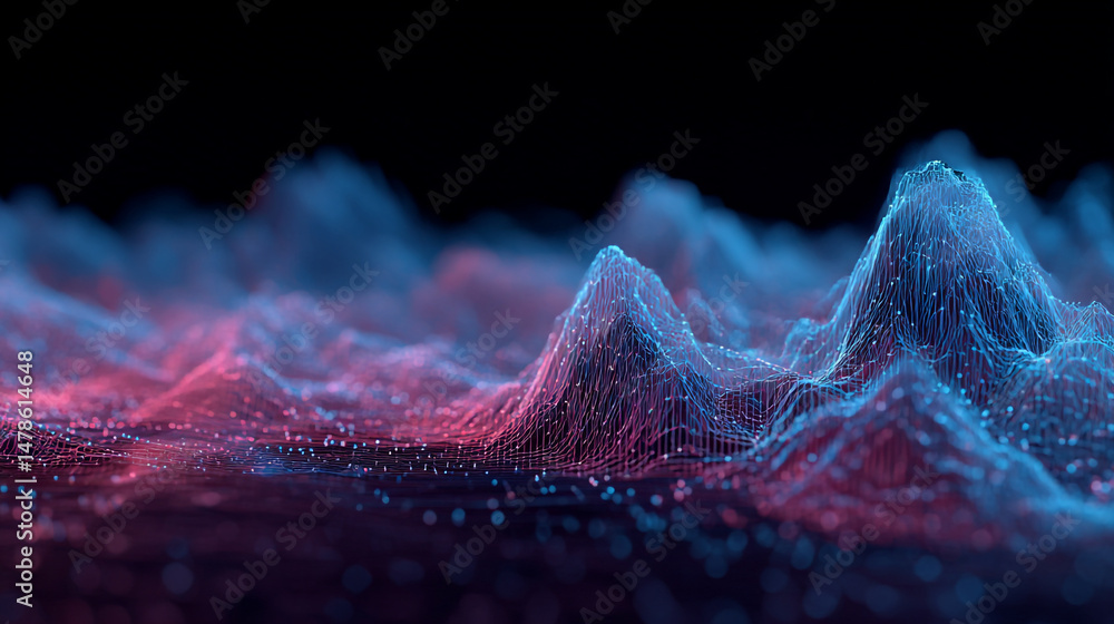 Poster abstract data landscape visualization background for technology and science projects