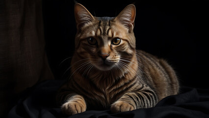 Stunning Portrait of a Domestic Cat with Striking Eyes and Beautiful Markings