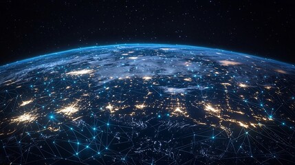 Earth from Space with City Lights at Night