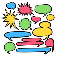 Colorful Handdrawn Doodle Chat Bubbles for Comics and Messages © andinur
