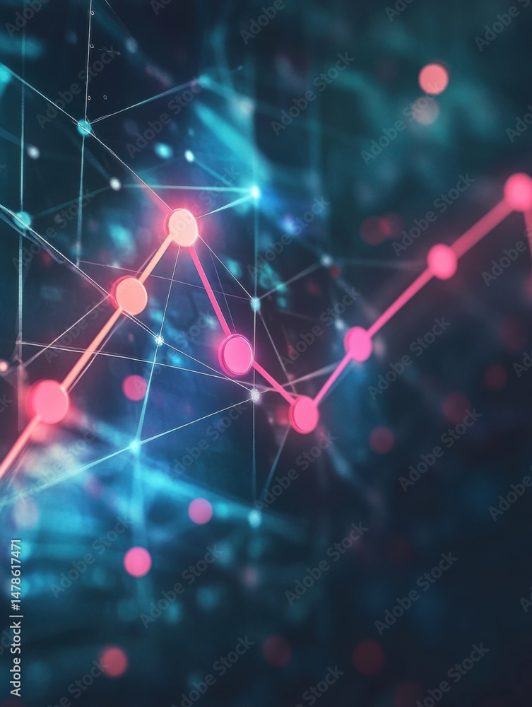 Aufkleber abstract futuristic network connecting data points in a digital space with glowing nodes and lines f