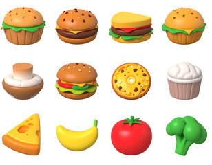 Cartoon food icons