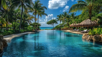 Obraz premium Luxury Tropical Getaway: Infinity Pool Paradise