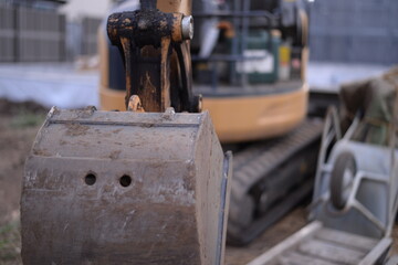 工事現場のパワーショベル