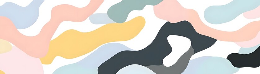 Abstract pattern of flowing shapes in pastel colors.