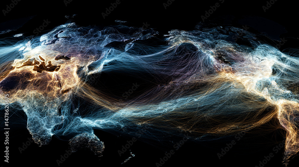 Poster abstract world map network connections data visualization technology background concept art design