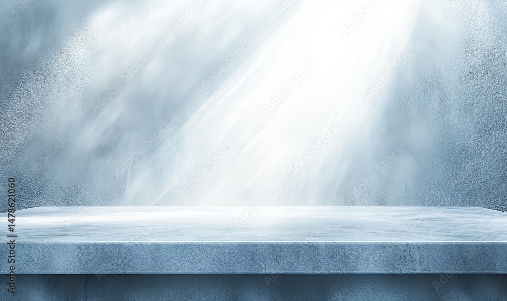 Aufkleber elegant empty concrete table displaying product with dramatic lighting effects on a subtle blue text