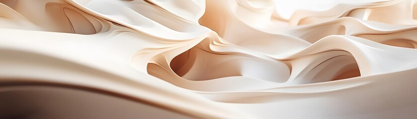 Abstract, fluid forms in soft, light cream tones.