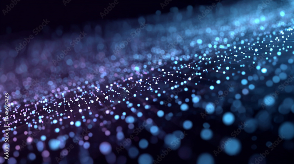 Poster abstract technology background with glowing particles digital wave design concept one hundred