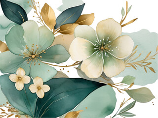Watercolor floral flower bouquet on transparent background 