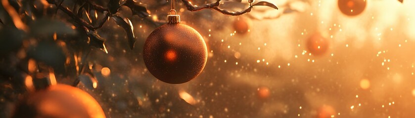 Warm, golden light on decorative ornaments.
