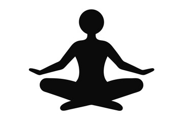 Black Silhouette Yoga for Mental Clarity Style Vector Illustration