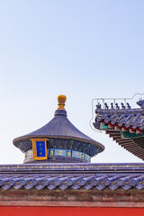 Close-up of the Hall of Prayer for Good Harvests at the Temple of Heaven in Beijing, China