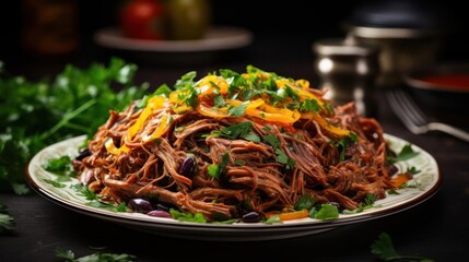 Delicious pulled pork with beans and fresh herbs.