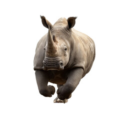 Obraz premium A majestic rhinoceros charging towards the viewer with its formidable horn