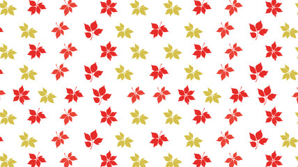 Colorful Maple Leaves seamless repeating pattern on a pure white background