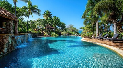 Fototapeta premium Luxury Resort Infinity Pool, Tropical Paradise Getaway