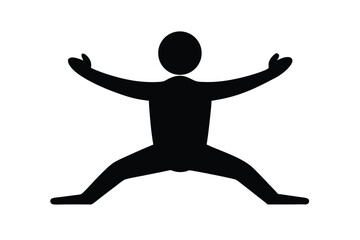 Black Silhouette Yoga for Stress Relief Style Vector Illustration