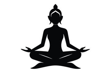 Black Silhouette Yoga for Vasudhaiva Kutumbakam Style Vector Illustration