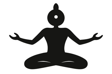 Black Silhouette Yoga for Vasudhaiva Kutumbakam Style Vector Illustration