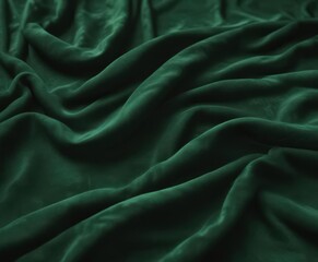 Fototapeta premium Deep emerald green velvet fabric swatch, showcasing its plush texture and drape , material, elegant