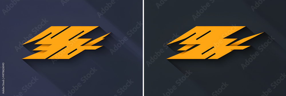 Poster abstract geometric orange shape with long shadow effect against dark background suitable for modern 