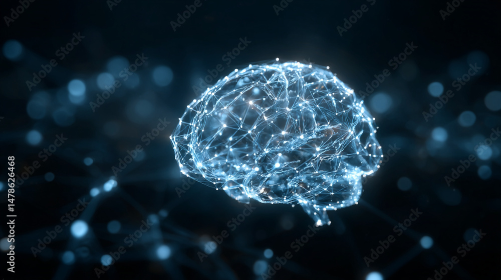 Poster artificial intelligence brain neural network digital technology ai machine learning deep learning co