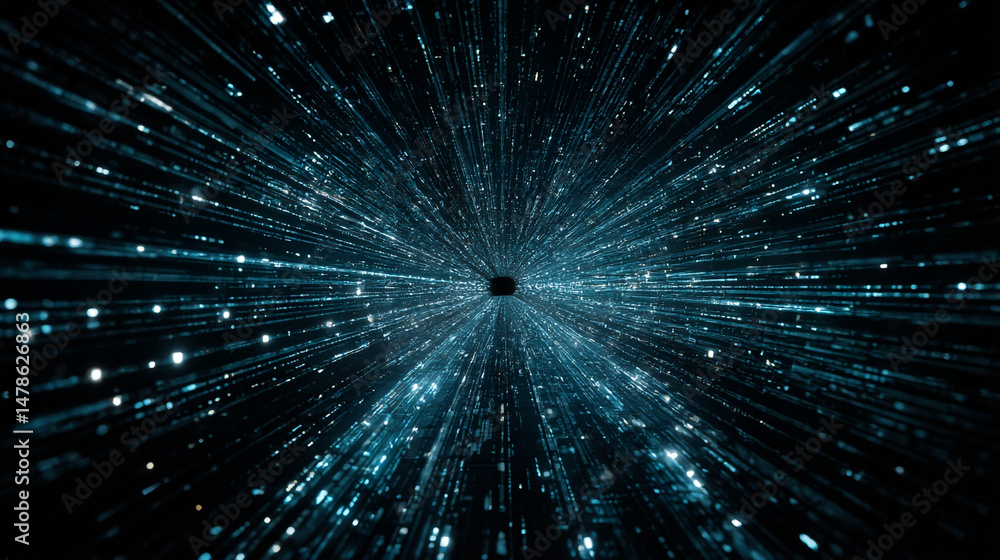 Aufkleber abstract hyper speed light trails background digital data stream future technology wallpaper design