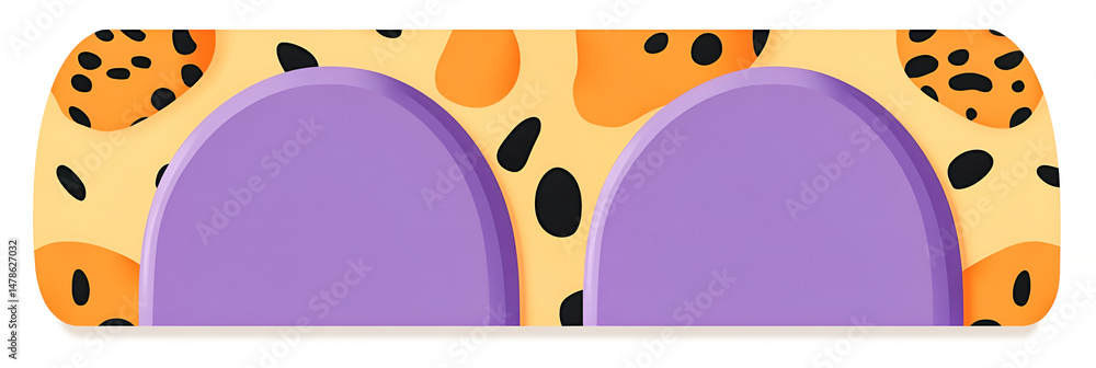 Poster abstract geometric design featuring a textured background with organic shapes and two purple semi ci