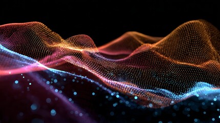 Abstract Vector Grid. Dynamic Moving Squares Wave. Abstract Sound Visualization. Big Data Flow Digital Structure. Grid Data Technology.