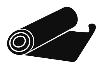 Black Silhouette Yoga on Mat Style Vector Illustration