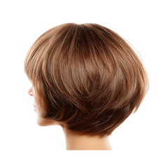Fototapeta premium A woman's side profile showcasing a stylish, layered bob hairstyle