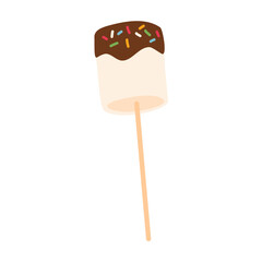Scattered marshmallows with chocolate dipped