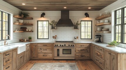 Rustic Farmhouse Kitchen Design: Warm Wood, White Walls, and Natural Light