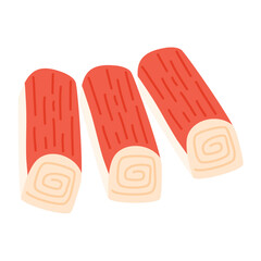 Surimi or Crabmeat Stick Frozen Food Illustration