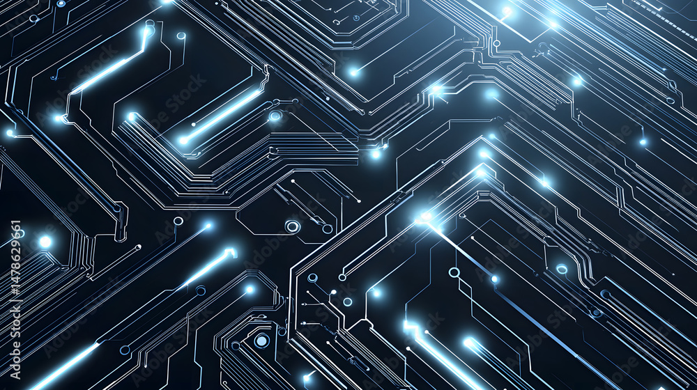 Poster exploring innovative technology backgrounds digital spaces circuit board patterns virtual environmen