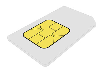 Illustration of a Standard-Sized Subscriber Identity Module (SIM) Card, Vector Image of a SIM Card for Cellular Communication, Digital Artwork of a Universal Integrated Circuit Card (UICC) on a PNG