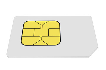 Illustration of a Standard-Sized Subscriber Identity Module (SIM) Card, Vector Image of a SIM Card for Cellular Communication, Digital Artwork of a Universal Integrated Circuit Card (UICC) on a PNG