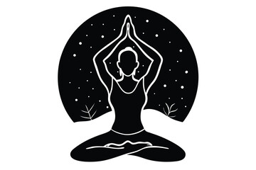 Black Silhouette Design for International Yoga Day Celebration