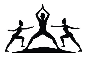 Black Silhouette Design for International Yoga Day Celebration