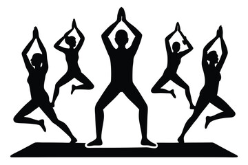 Black Silhouette Design for International Yoga Day Celebration